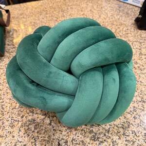 Emerald Green Velvet Knot Throw Pillow